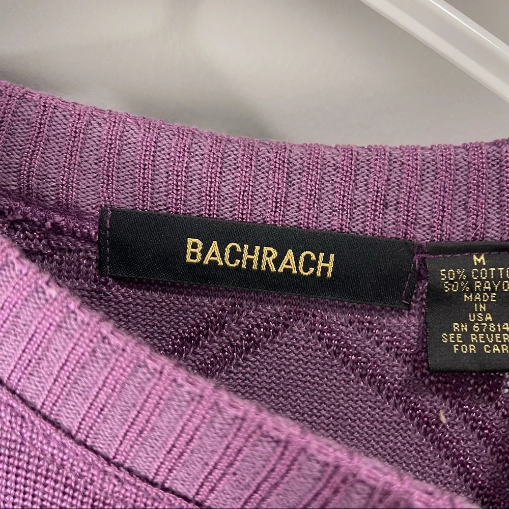 Bacharach grape textured oversized sweater crew neck sz M cotton blend - Picture 4 of 5